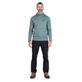 Mountain Equipment Apiro Hooded Men's Jacket in Goblin Blue - Front, on model