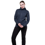 Mountain Equipment Apiro Hooded Women's Jacket in Cosmos - Front Fit on Model