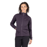 Mountain Equipment Apiro Hooded Women's Jacket in Nightshade - Front, fit on model