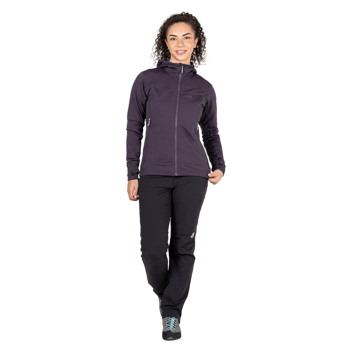 Mountain Equipment Apiro Hooded Women's Jacket in Nightshade - Front, on model