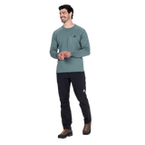 Mountain Equipment Apiro Men's Crew in Goblin Blue - Sleeve Detail on Model