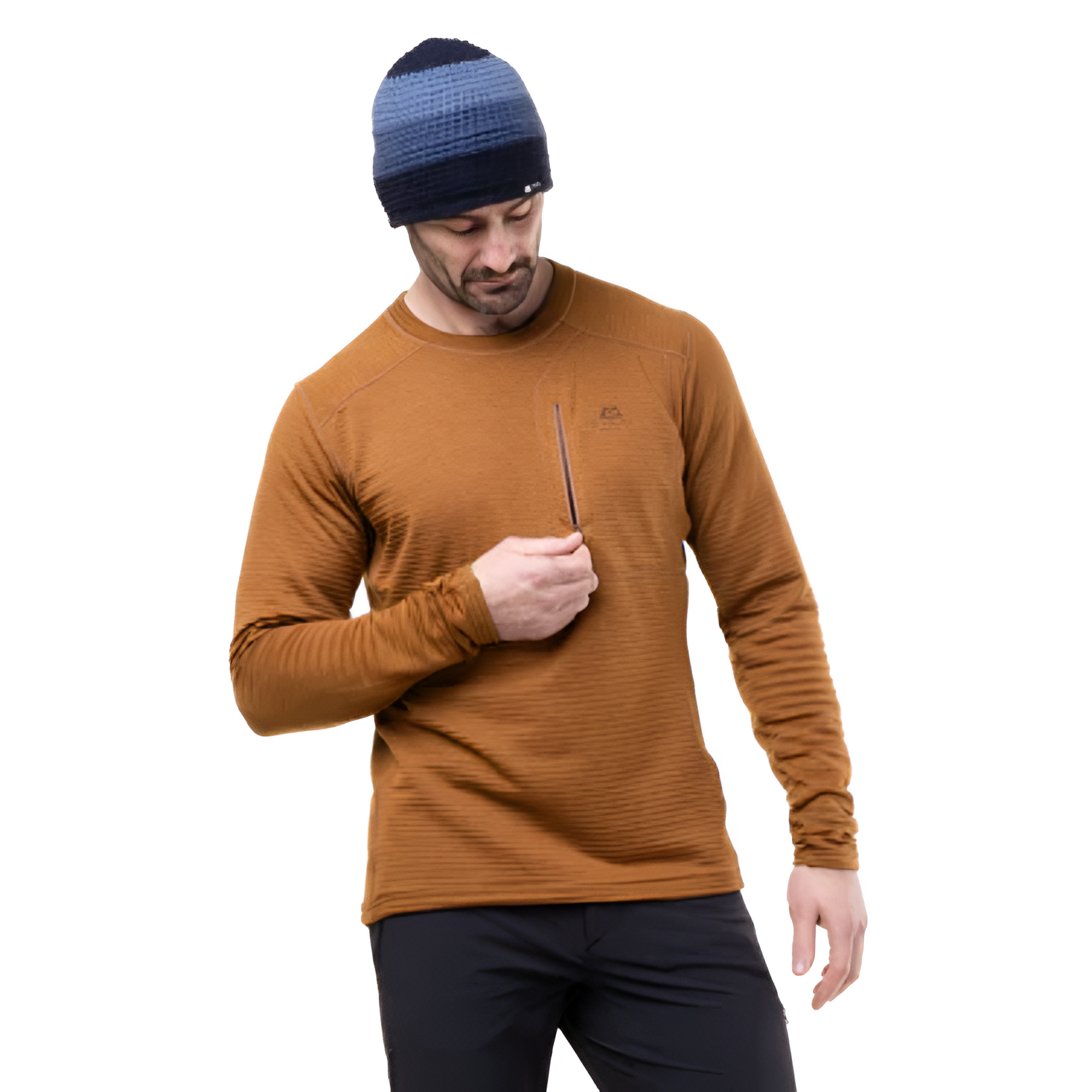 Mountain Equipment Apiro Men's Crew in Walnut - Three Quarter on Model