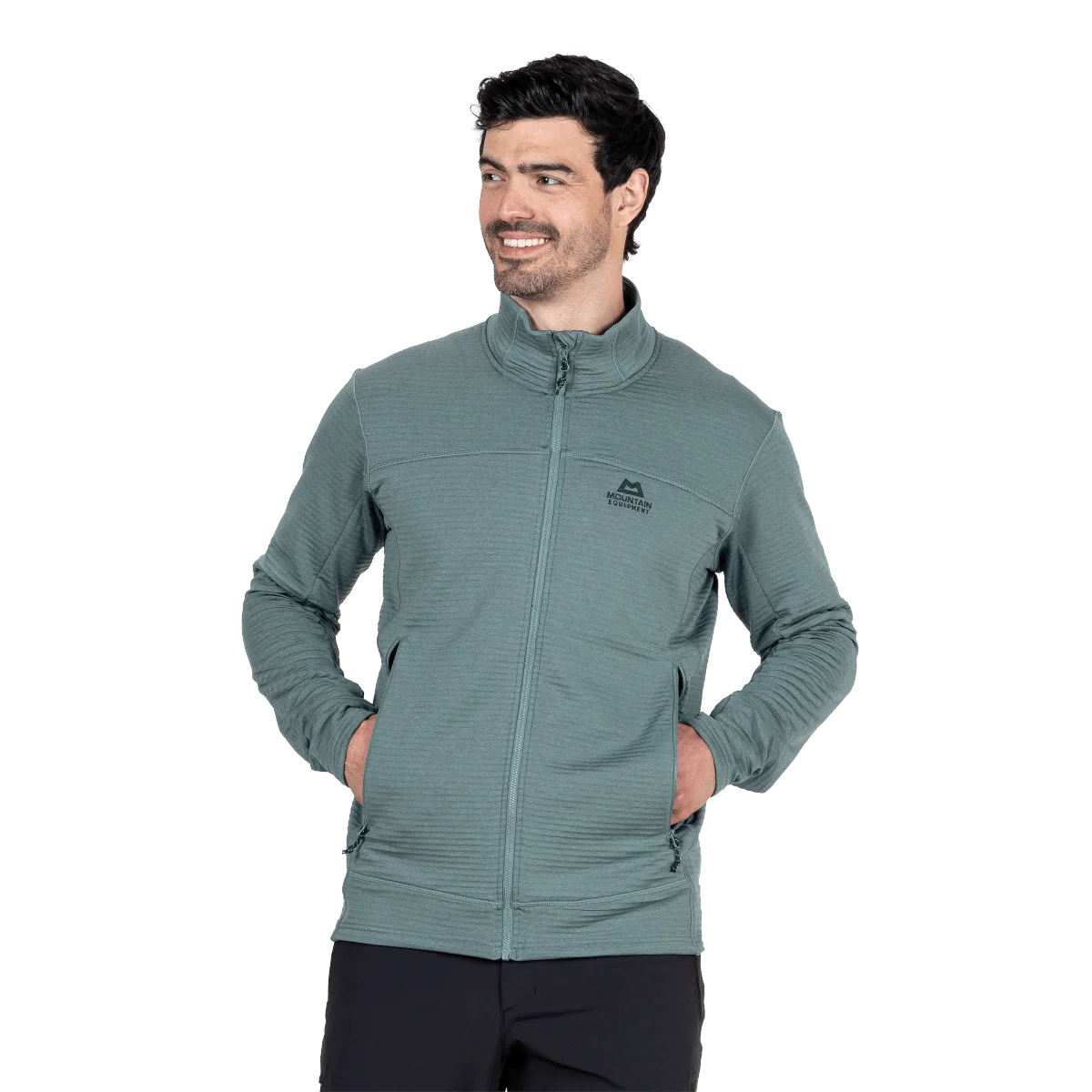 Mountain Equipment Apiro Men's Jacket in Goblin Blue - Hand Pocket on Model