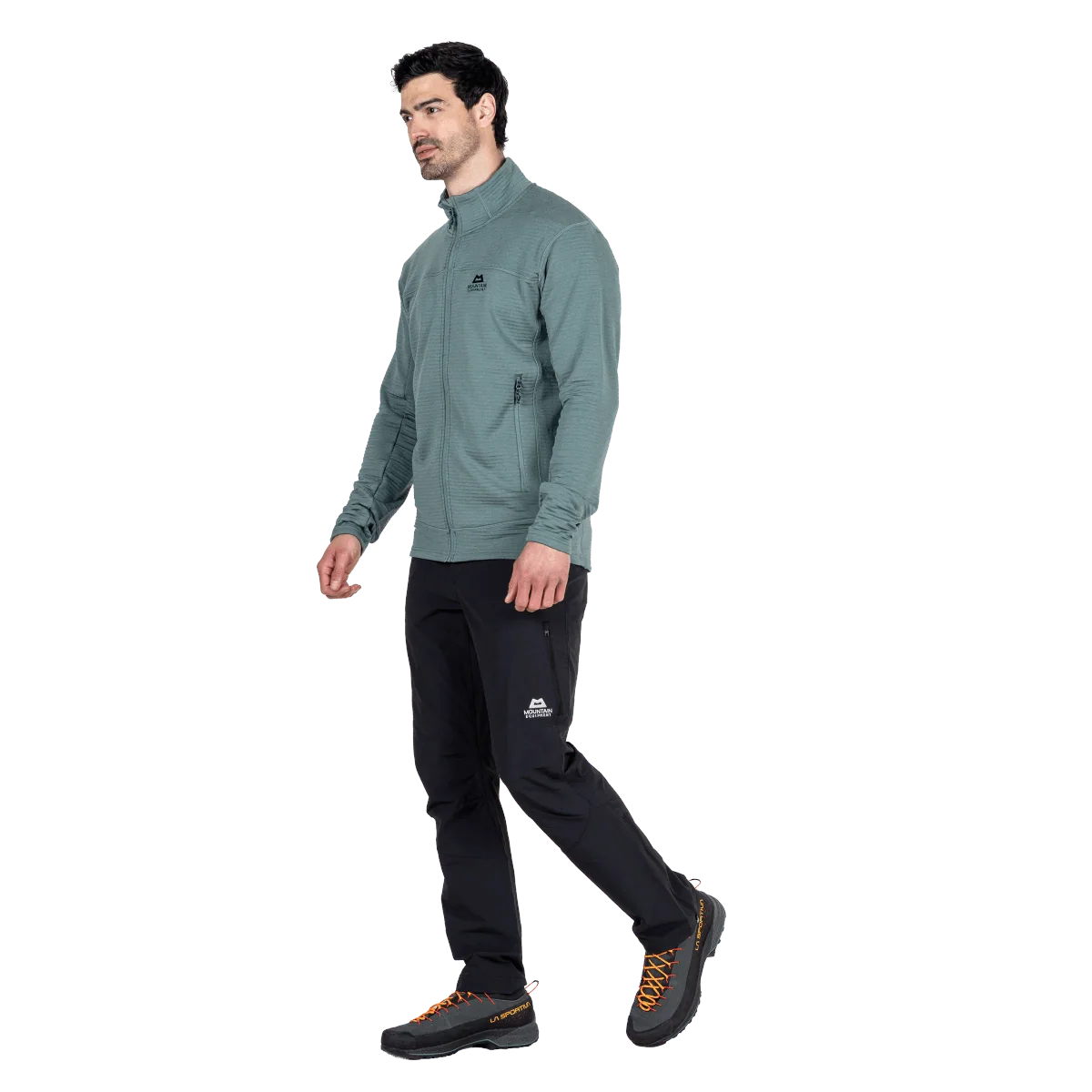 Mountain Equipment Apiro Men's Jacket in Goblin Blue - Side on Model