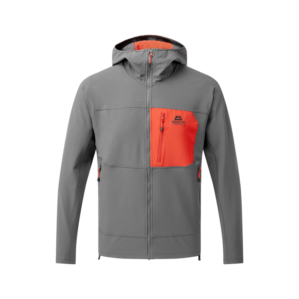 Mountain Equipment Arrow Hooded Men's Jacket in Anvil/Redrock - Front