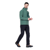 Mountain Equipment Arrow Hooded Men's Jacket in Fern/Pine - Pocket Zip Detail