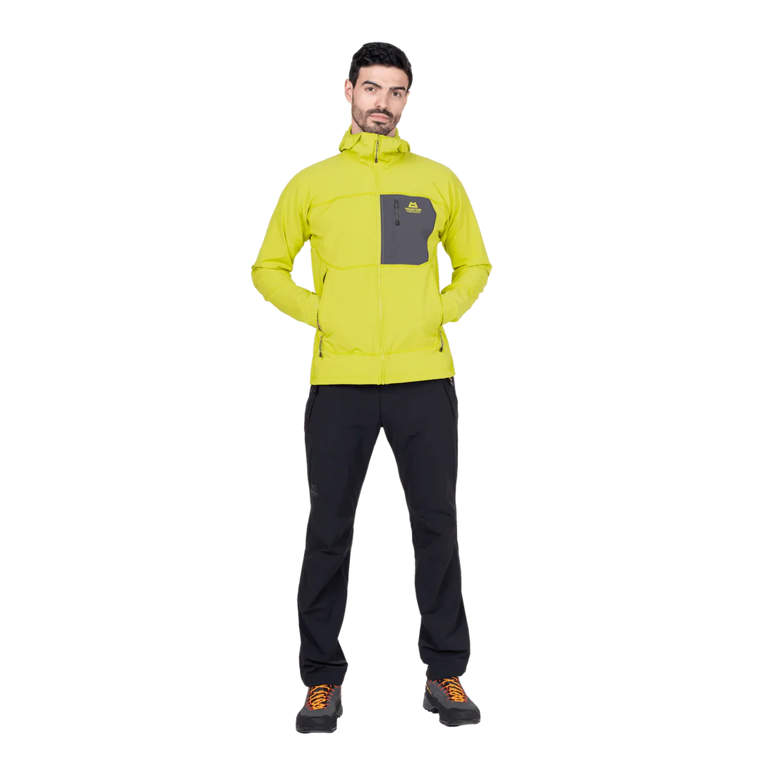 Mountain Equipment Arrow Hooded Men's Jacket in Vine/Anvil Grey - On Model Front 2
