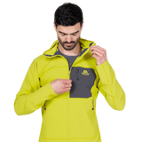 Mountain Equipment Arrow Hooded Men's Jacket in Vine/Anvil Grey - On Model Pocket Detail