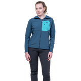 Mountain Equipment Arrow Hooded Women's Jacket in Dusk/Topaz - On Model Front