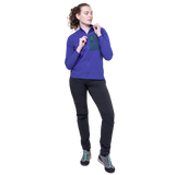 Mountain Equipment Arrow Women's Jacket in Clematis/Dusk - On Model Front Walk