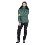 Mountain Equipment Baltoro Women's Jacket in Sea Pine - Front On Model 2