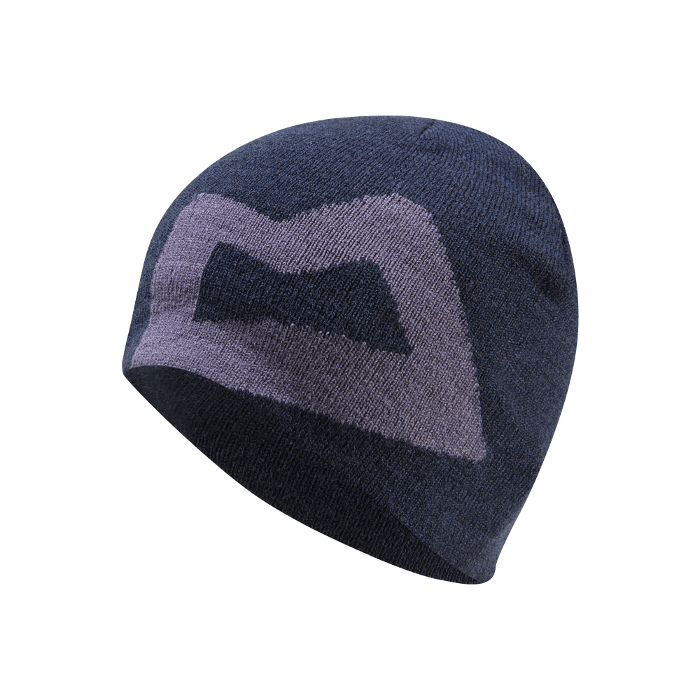 Mountain Equipment Branded Knitted Women's Beanie in Cosmos/Welsh Slate - Front