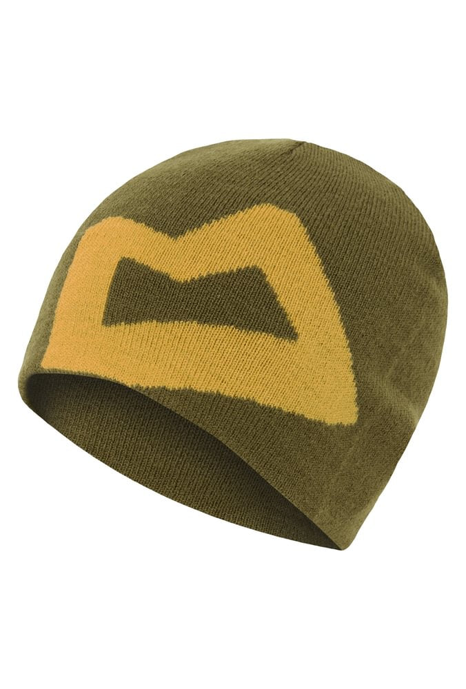 Mountain Equipment Branded Knitted Women's Beanie in DrkOlive/Butterscotch - Front