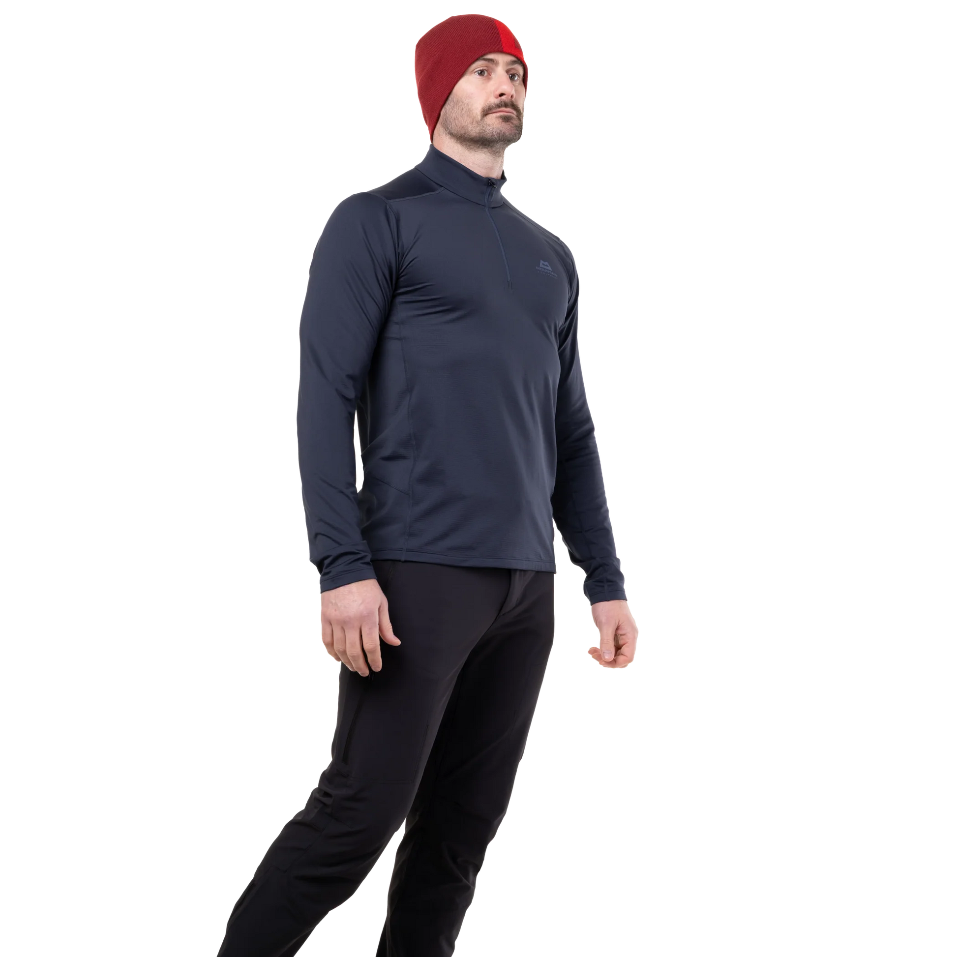 Mountain Equipment Cerrig Men's LS Zip T in Cosmos - Three-Quarter on Model
