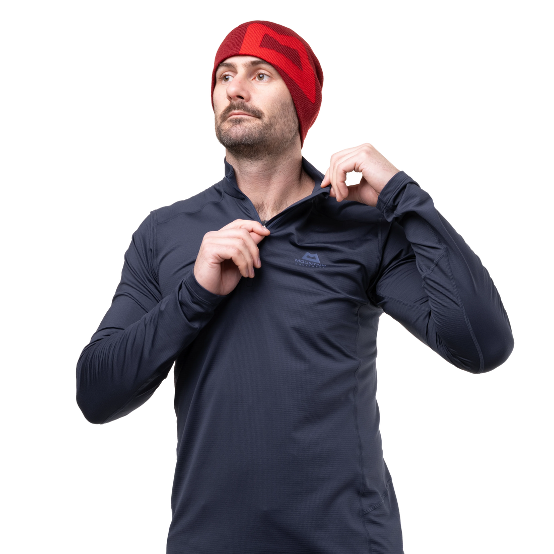 Mountain Equipment Cerrig Men's LS Zip T in Cosmos - Front on Model