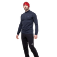 Mountain Equipment Cerrig Men's LS Zip T in Cosmos - Full Length on Model