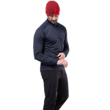 Mountain Equipment Cerrig Men's LS Zip T in Cosmos - Side on Model