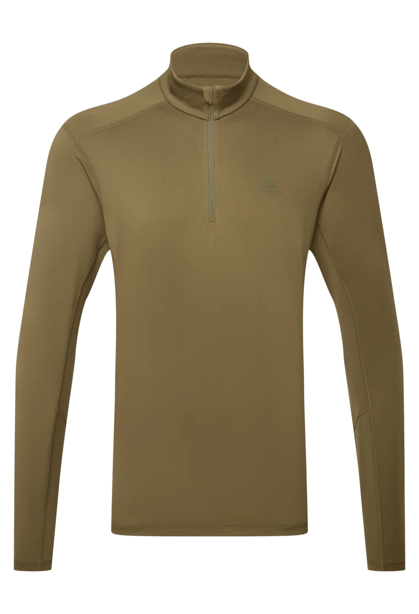 Mountain Equipment Cerrig Men's LS Zip T in Drab Green - Front