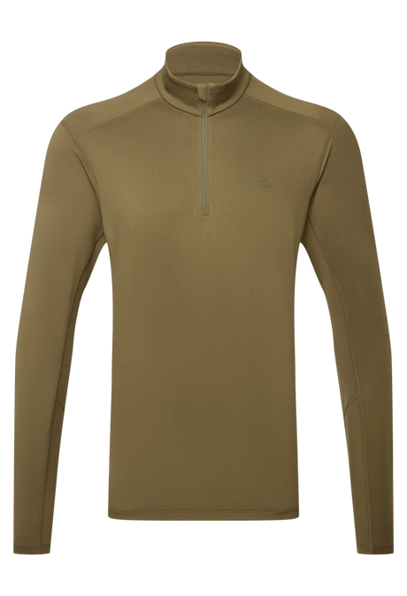 Mountain Equipment Cerrig Men's LS Zip T in Drab Green - Front