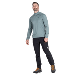 Mountain Equipment Cerrig Men's LS Zip T in Goblin Blue - Full Length on Model