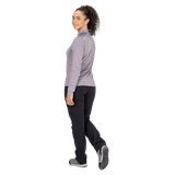 Mountain Equipment Cerrig Women's LS Zip T in Allium - Side on Model