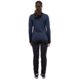 Mountain Equipment Cerrig Women's LS Zip T in Cosmos - Side on Model