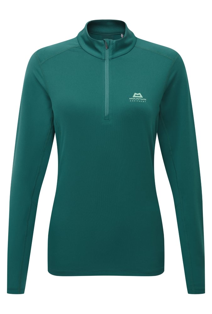 Mountain Equipment Cerrig Women's LS Zip T in Deep Teal - Front
