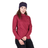 Mountain Equipment Cerrig Women's LS Zip T in Maroon - Front on Model 2