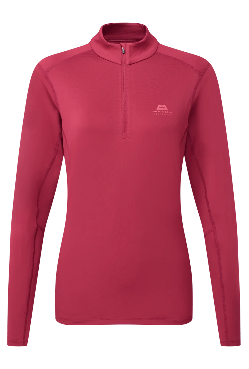 Mountain Equipment Cerrig Women's LS Zip T in Maroon - Front