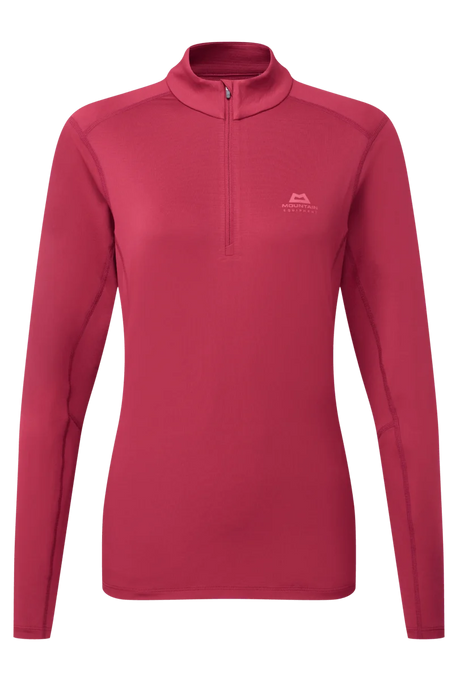 Mountain Equipment Cerrig Women's LS Zip T in Maroon - Front