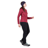 Mountain Equipment Cerrig Women's LS Zip T in Maroon - Side on Model 2