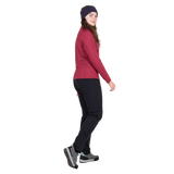 Mountain Equipment Cerrig Women's LS Zip T in Maroon - Side on Model
