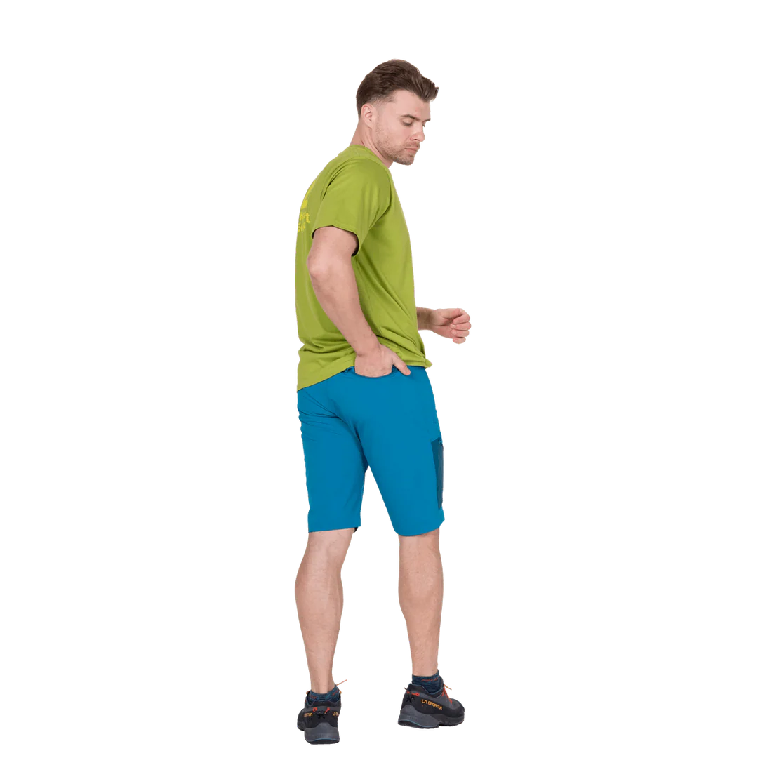 Mountain Equipment Comici Men's Short in Alto/Majolica - Walking Side Model