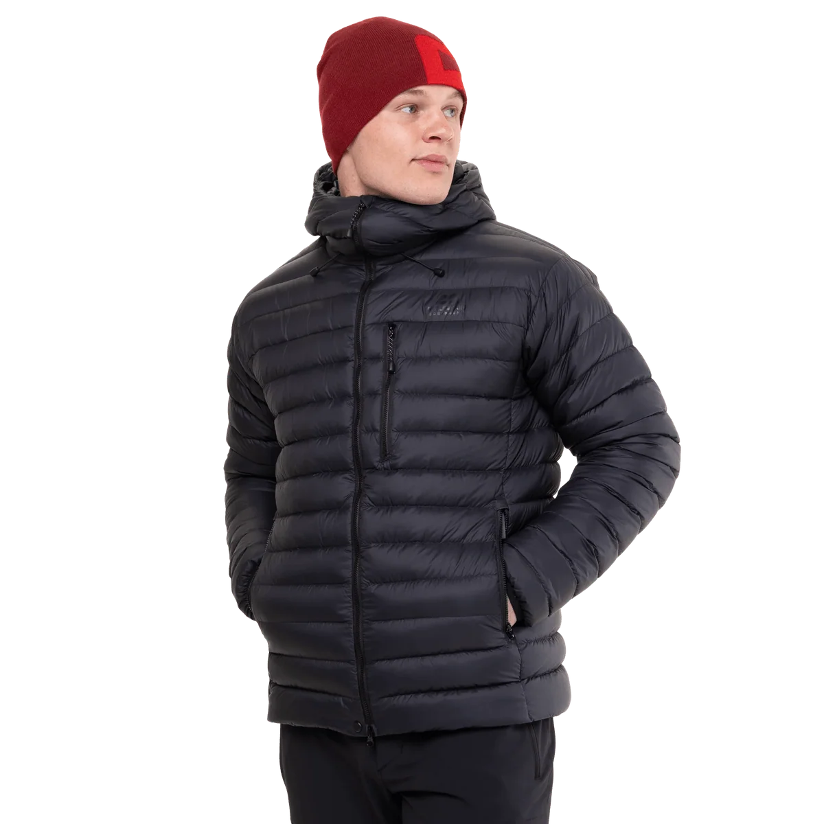 Mountain Equipment Earthrise Hooded Men's Jacket in Black/Black - Front Model