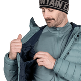 Mountain Equipment Earthrise Hooded Men's Jacket in Goblin Blue - Chest Pocket Detail Model