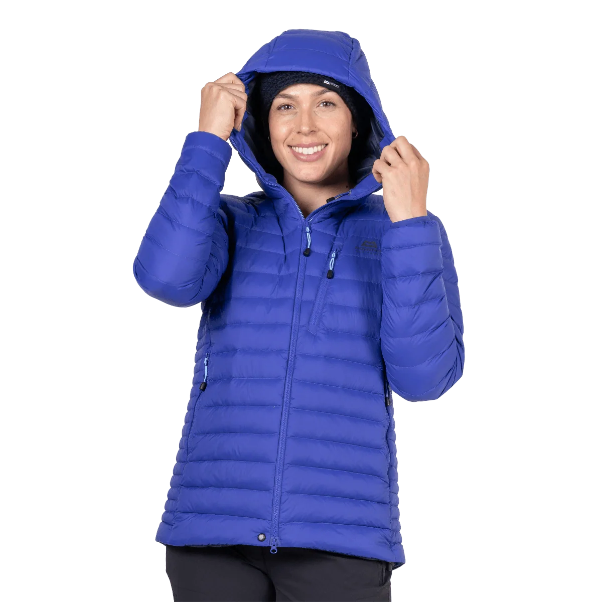 Mountain Equipment Earthrise Hooded Women's Jacket in Clematis - hood up