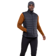 Mountain Equipment Earthrise Men's Vest in Black/Black - front, worn