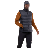 Mountain Equipment Earthrise Men's Vest in Black/Black - front, worn