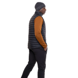 Mountain Equipment Earthrise Men's Vest in Black/Black - side, worn