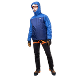 Mountain Equipment Fitzroy Men's Jacket in Admiral/Atlantic - On Model Hood Up Front