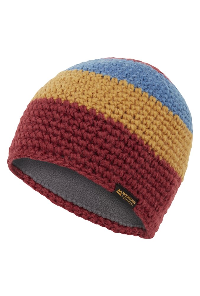 Mountain Equipment Flash Women's Beanie in Merlot/Bscotch/Stella - Flat Lay