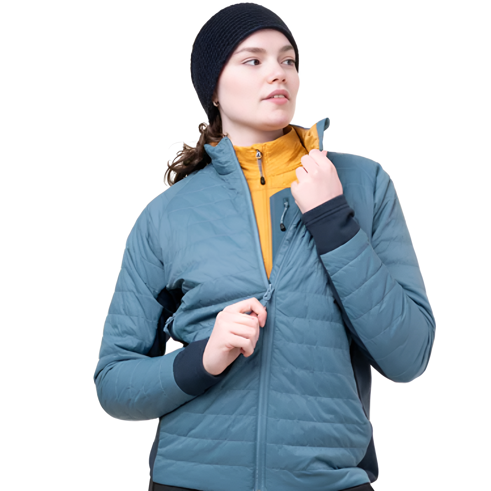 Mountain Equipment Fractal Women's Jacket in Stellar/Cosmos - Three Quarter on Model