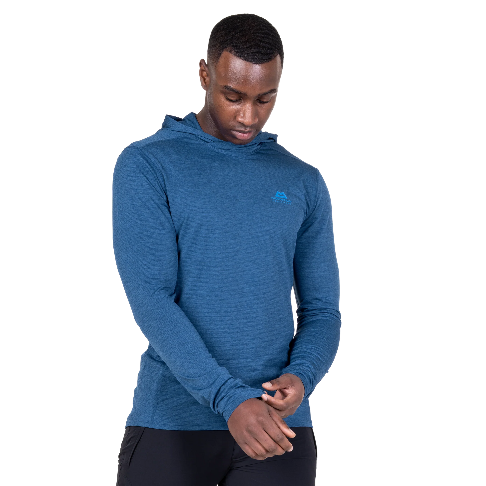 Mountain Equipment Glace Hooded Men's Top in Admiral Blue - Back view