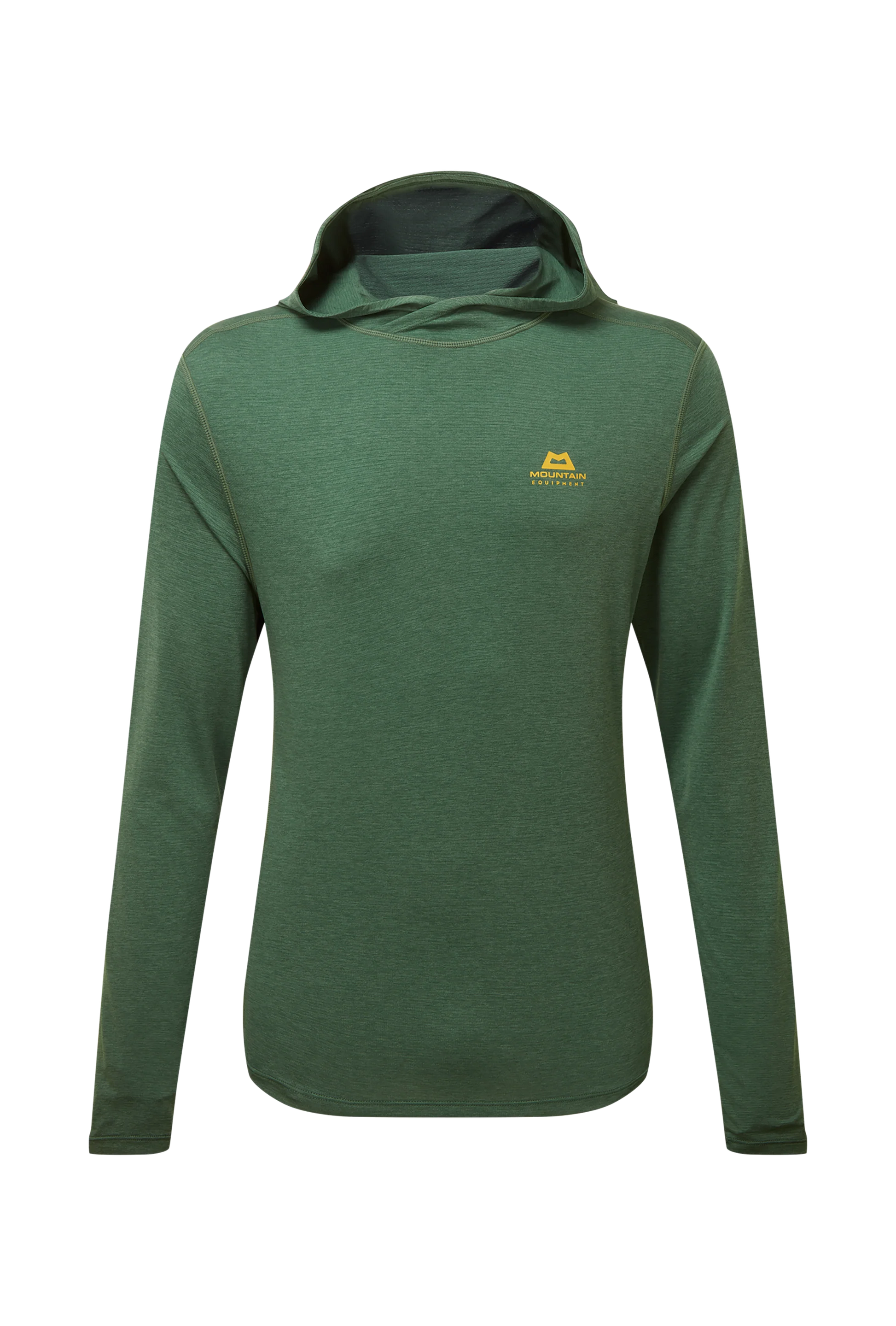 Mountain Equipment Glace Hooded Men's Top in Fern - Flat lay