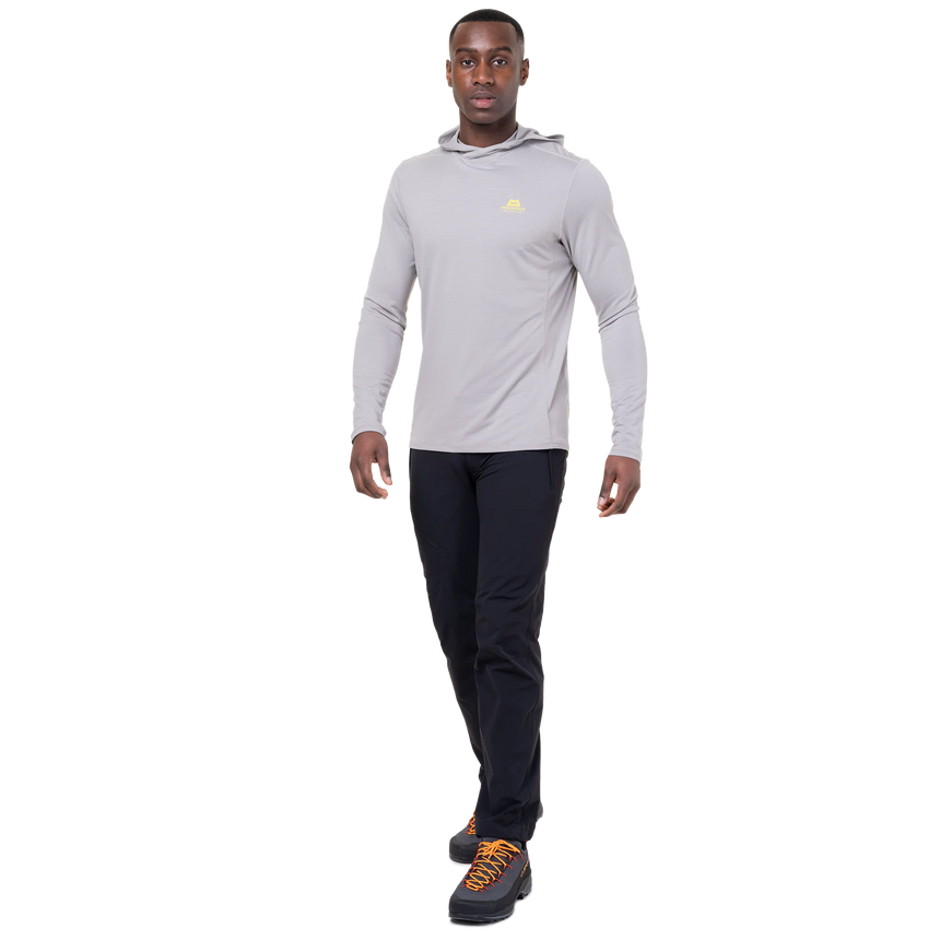 Mountain Equipment Glace Hooded Men's Top in Mist - Front walking