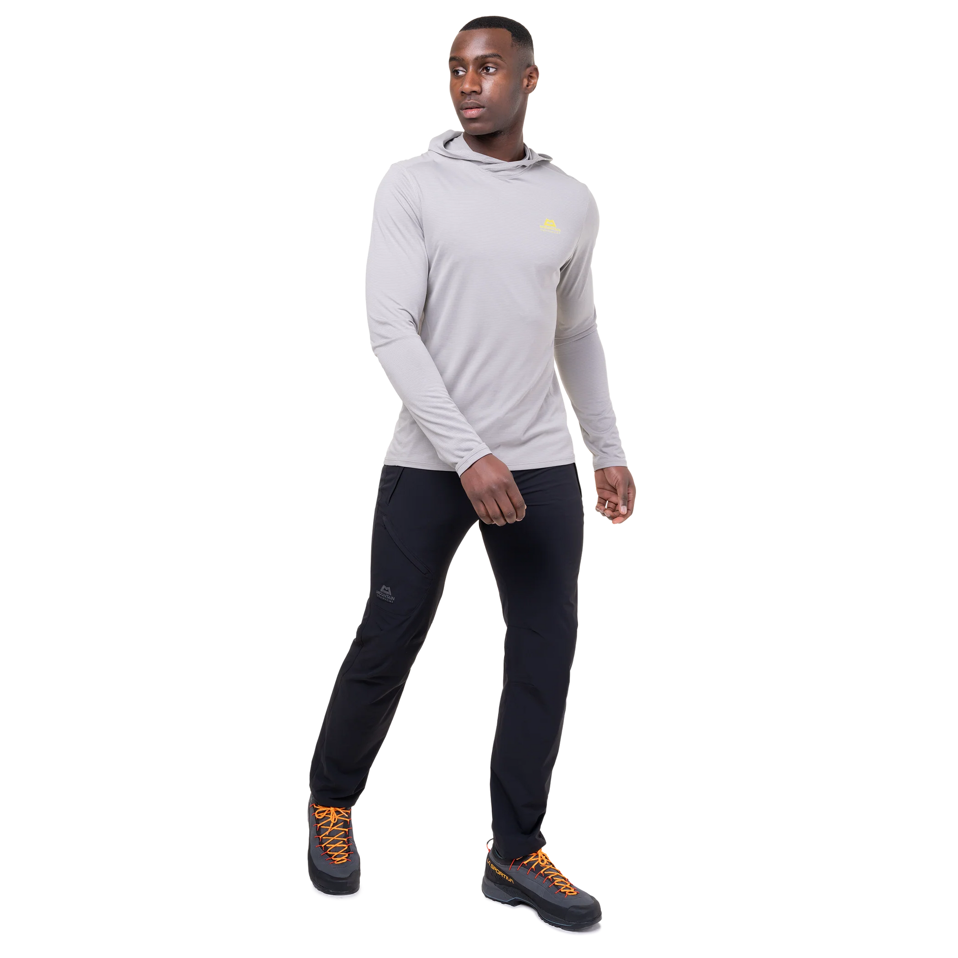 Mountain Equipment Glace Hooded Men's Top in Mist - Three quarter view