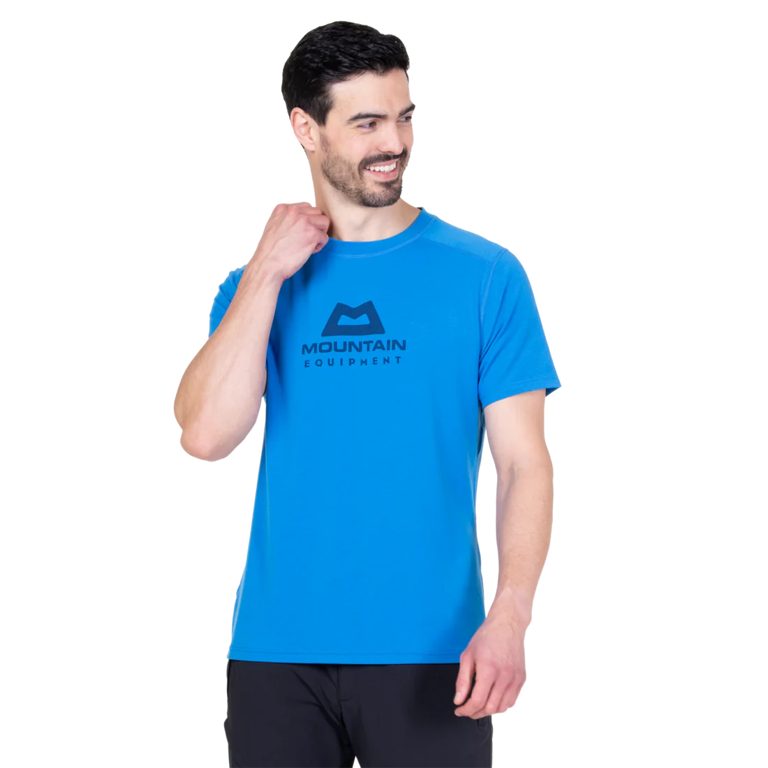 Mountain Equipment Headpoint Emblem Men's Tee in Atlantic Blue - Front Model