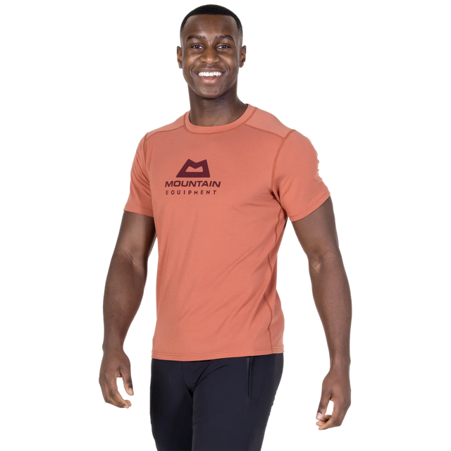 Mountain Equipment Headpoint Emblem Men's Tee in Etruscan Red - Front Model