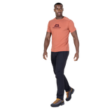 Mountain Equipment Headpoint Emblem Men's Tee in Etruscan Red - Walking Side Model
