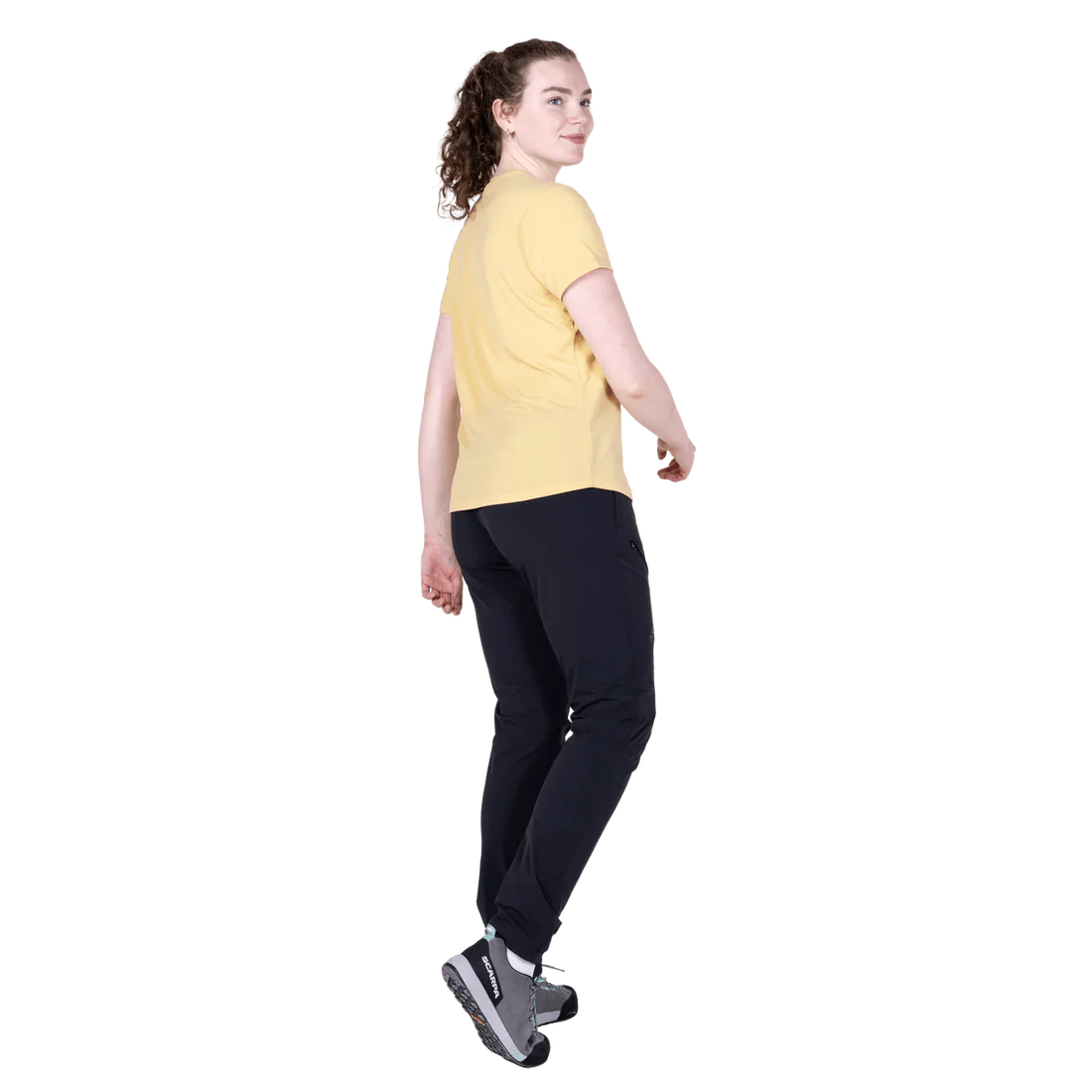 Mountain Equipment Headpoint Women's Tee in Rattan - On Model Side